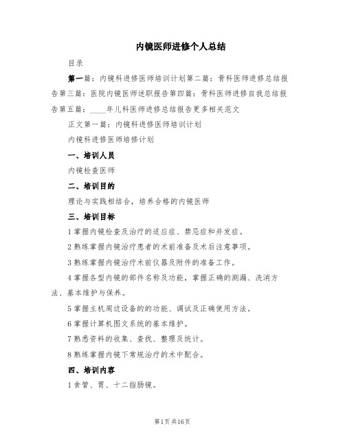 内镜医师进修个人总结(2篇)