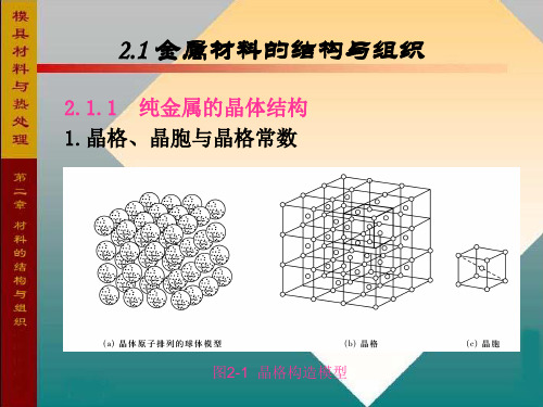 金属材料的结构与组织纯金属的晶体结构金属