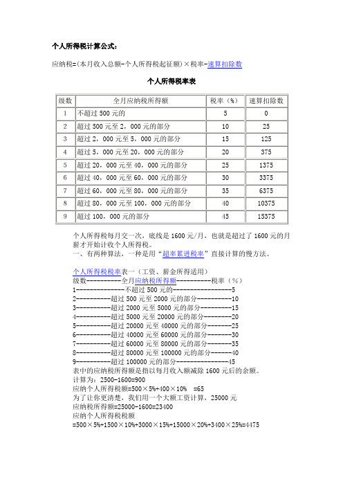 个人所得税税率表79944