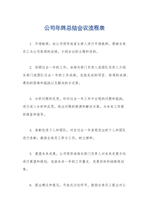 公司年终总结会议流程表