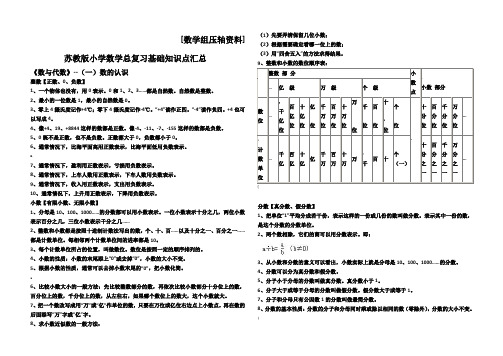 苏教版小学数学总复习基础知识点汇总(好用)