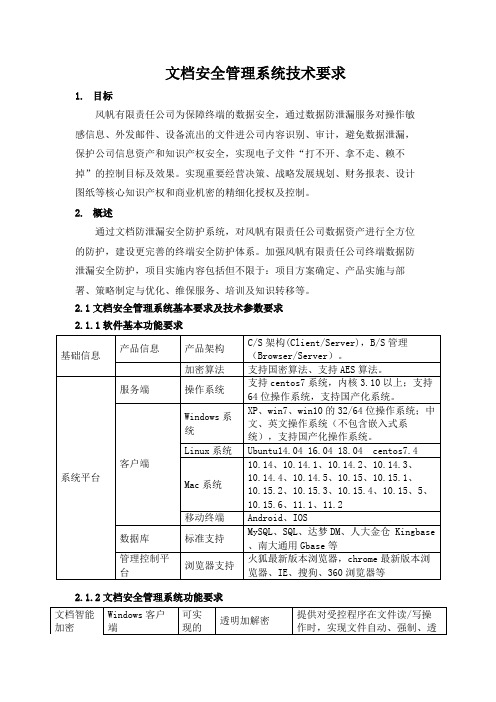 文档安全管理系统技术要求