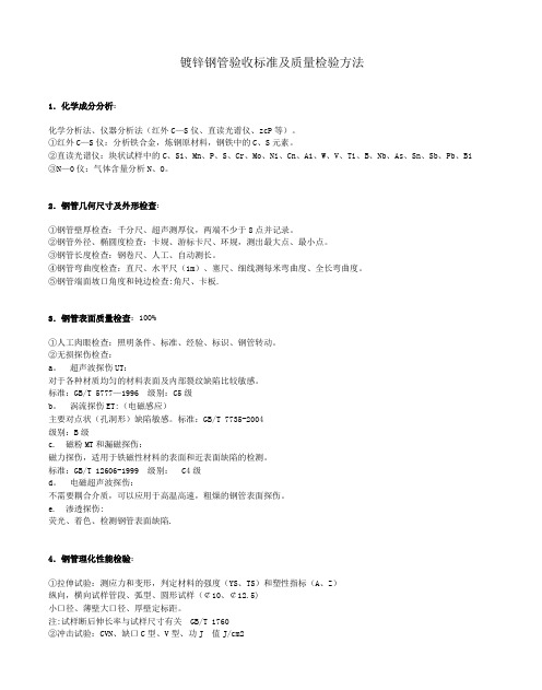 镀锌钢管验收标准及壁厚重量