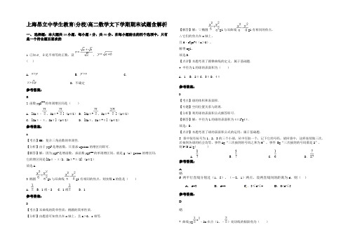 上海昂立中学生教育(分校)高二数学文下学期期末试题含解析