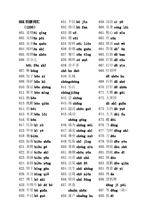 HSK4-词汇带拼音