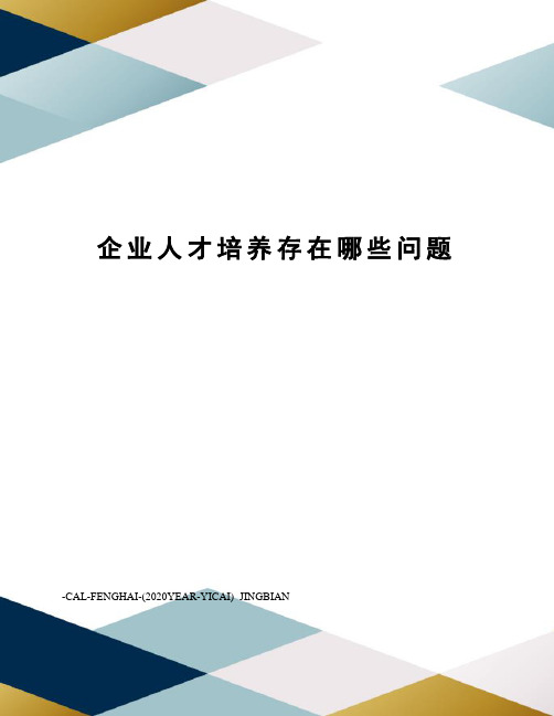 企业人才培养存在哪些问题