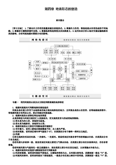 【人教版】地理必修一：第4章《地表形态的塑造》全章整合导学案(含答案)