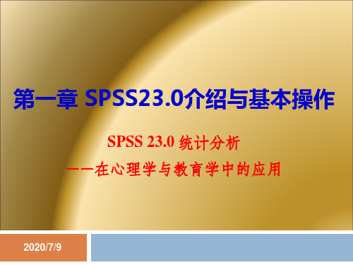 第一章SPSS23介绍与基本操作