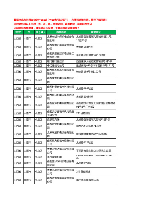 2020新版山西省太原市小店区机电科技有限公司工商企业公司商家名录名单黄页联系电话号码地址大全33家