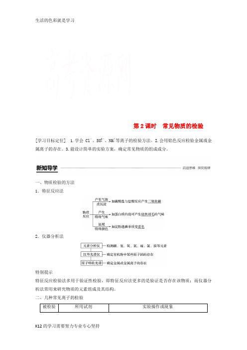 [推荐学习]2018高中化学 专题1 化学家眼中的物质世界 第二单元 研究物质的实验方法 第2课时