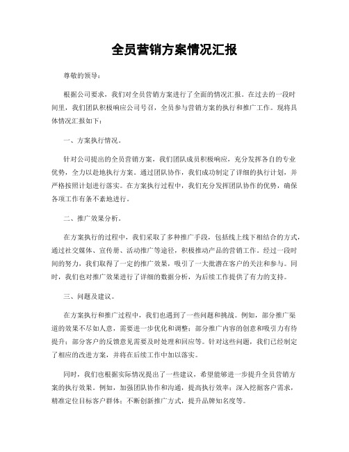 全员营销方案情况汇报