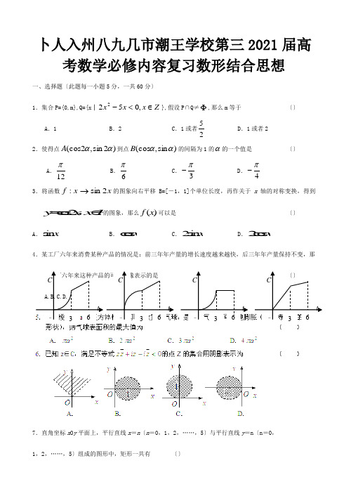 高考数学必修内容复习 数形结合思想 试题