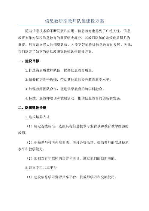 信息教研室教师队伍建设方案