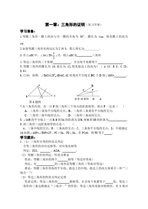 第一章-三角形的证明--复习学案