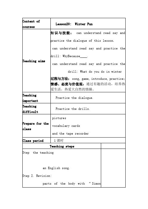 LessonWinterFun教案