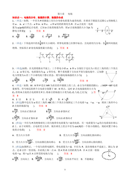 高中物理   第06章  电场     典型例题(含答案)【经典】