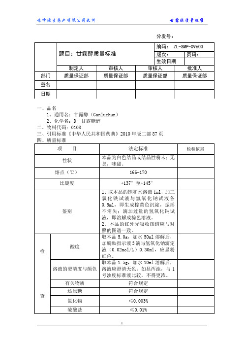 甘露醇质量标准