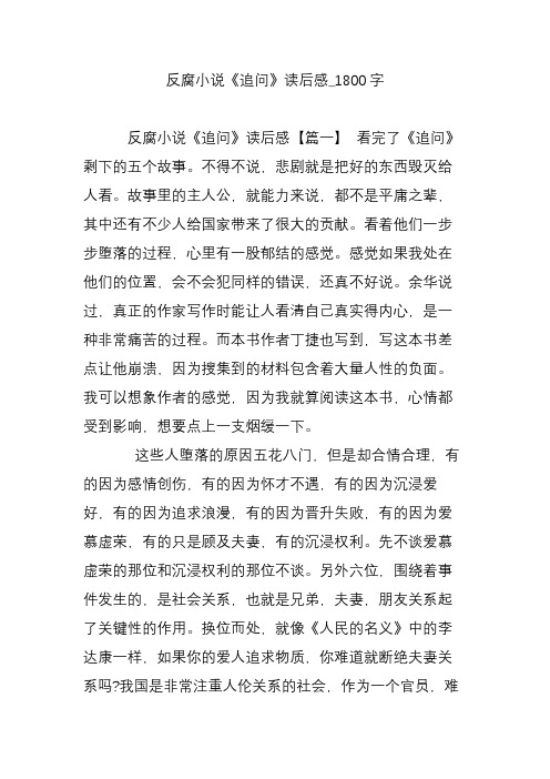 反腐小说《追问》读后感_1800字