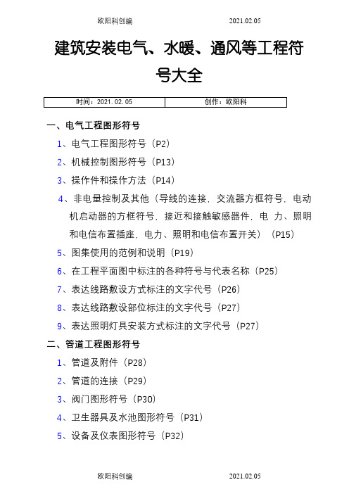 电气、水暖等工程图形符号大全表之欧阳科创编