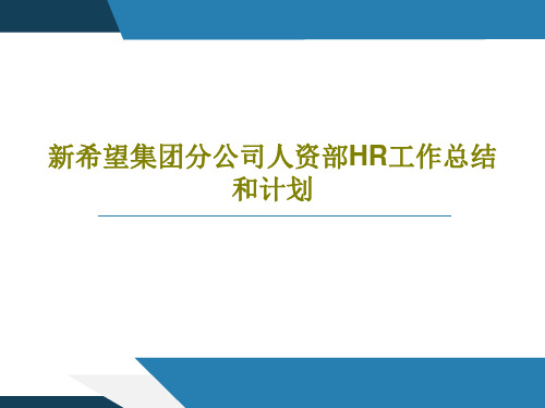 新希望集团分公司人资部HR工作总结和计划PPT文档共61页