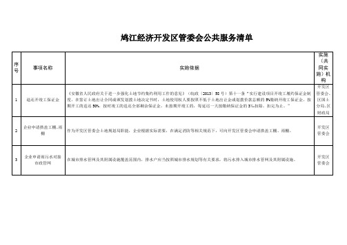 鸠江经济开发区管委会公共服务清单