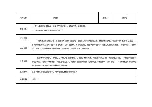 北师大版四年级下册总复习教案.docx