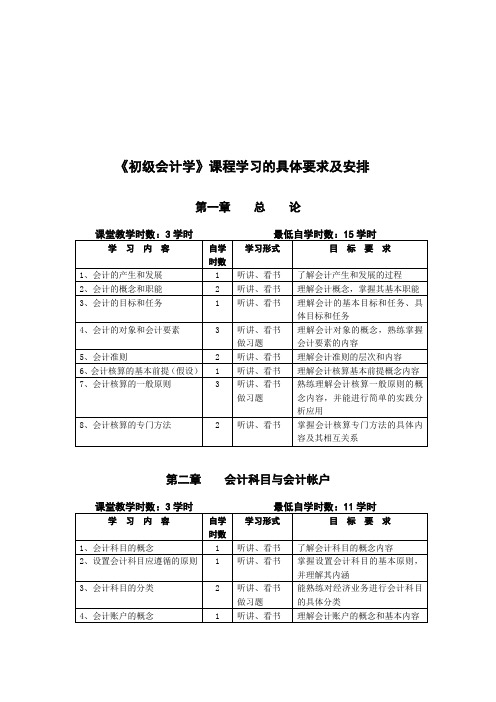 《初级会计最新学》课程学习要求与安排