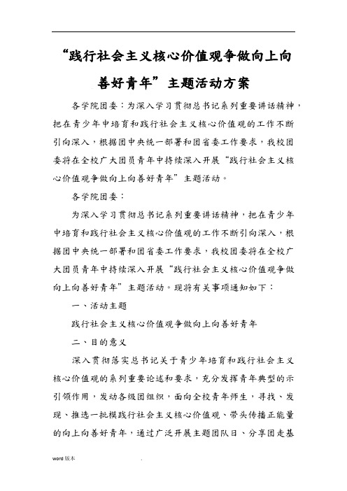 “践行社会主义核心价值观争做向上向善好青年”主题活动方案