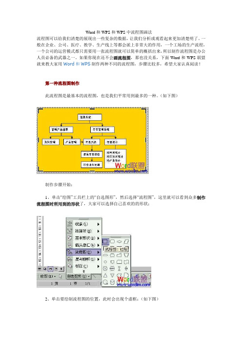 Word及WPS中流程图画法