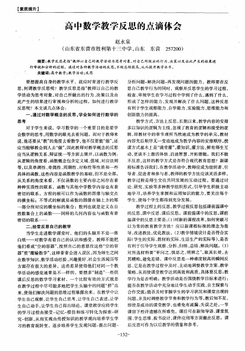 高中数学教学反思的点滴体会