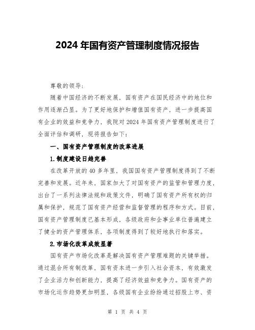 2024年国有资产管理制度情况报告