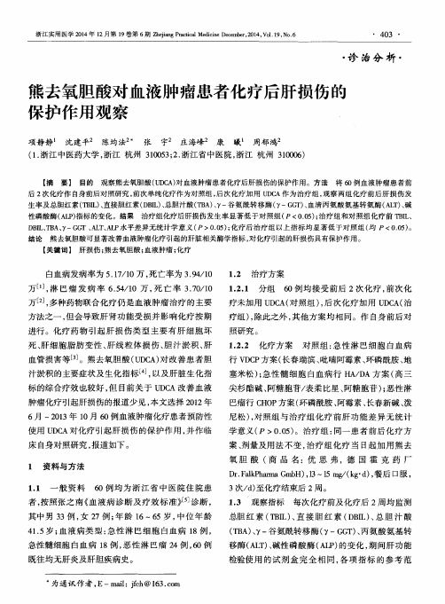 熊去氧胆酸对血液肿瘤患者化疗后肝损伤的保护作用观察