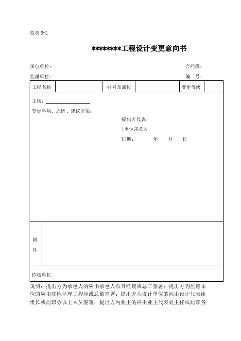 工程设计变更表格