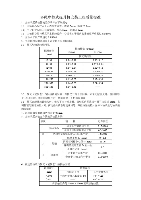 提升机安装工程质量标准