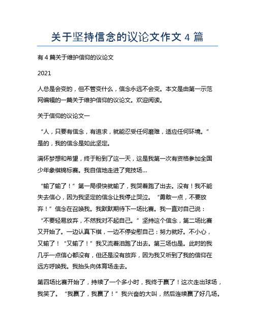 关于坚持信念的议论文作文4篇