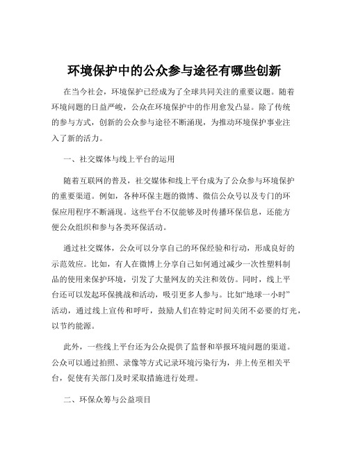 环境保护中的公众参与途径有哪些创新