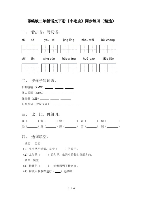 部编版二年级语文下册《小毛虫》同步练习(精选)