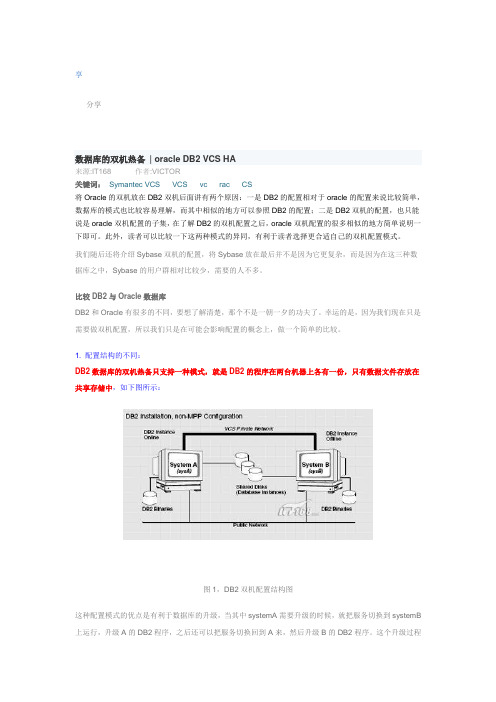 数据库的双机热备oracle DB2 VCS HA