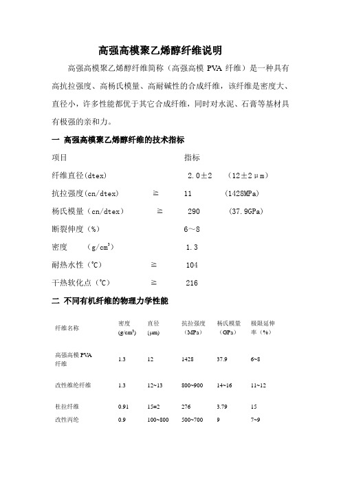 高强高模聚乙烯醇纤维说明