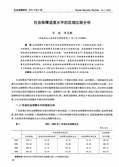 社会保障适度水平的区域比较分析