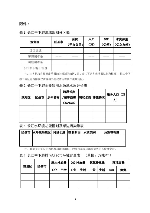 长江中下游流域规划分区表