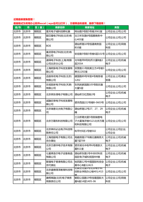 2020新版北京市北京市朝阳区电子科技有限公司工商企业公司商家名录名单黄页联系方式大全143家