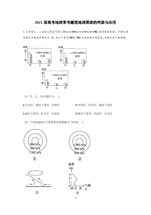 【2021届高考地理常考题型】地理图表的判读与应用含答案