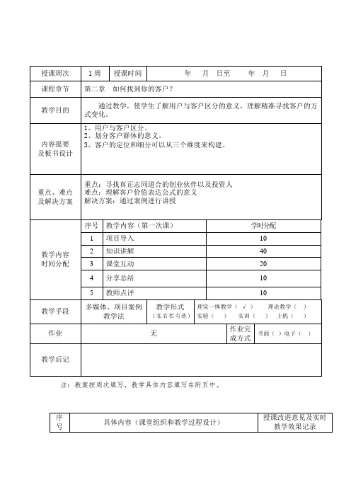 创业营销教案二-如何找到你的客户