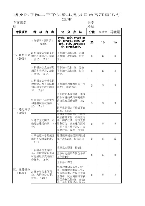 党支部党员考核细则