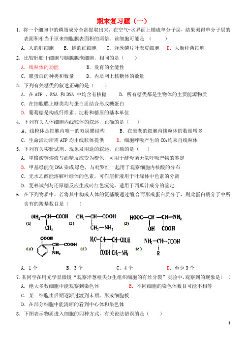 2017年山东省济南市高三生物期末复习题1