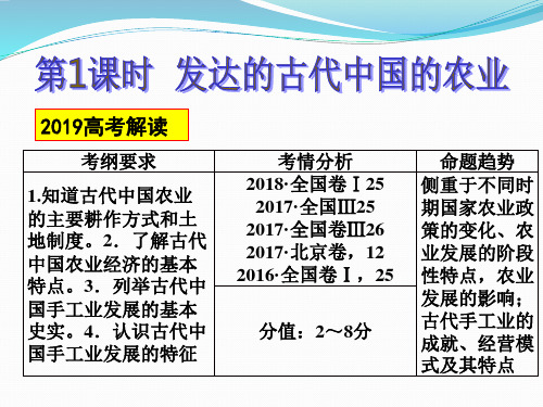 2019届高三历史一轮复习课件  发达的古代中国的农业(共56张PPT)