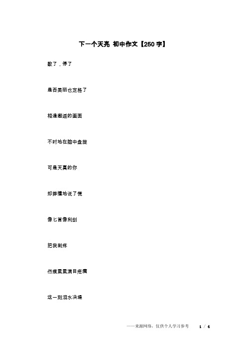 下一个天亮 初中作文【250字】