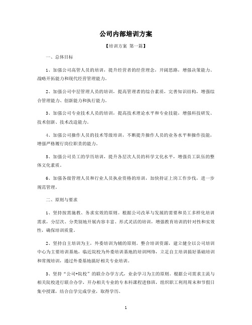 公司内部培训方案精选