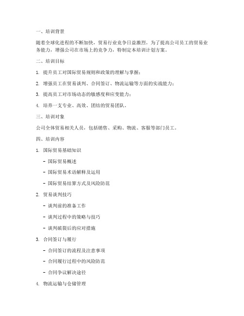 公司贸易培训计划方案模板